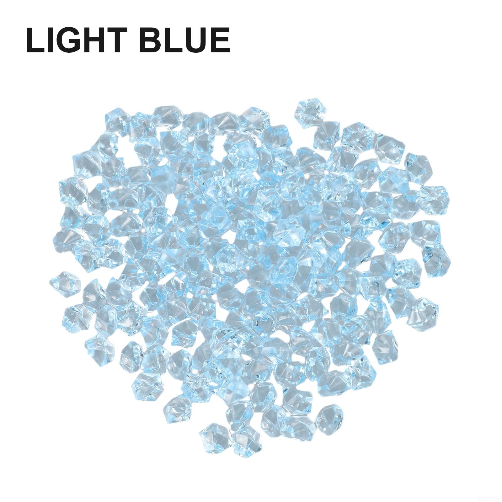 150pcs Acrylic Ice Rocks for CRYSTALs Gems, Bulk Fake for CRYSTALs,Acrylic for CRYSTAL Gem Stone Ice Rocks, for Radiant Vase Plant Decoration,Wedding Decoration,Table Scatter Party(Light Blue)