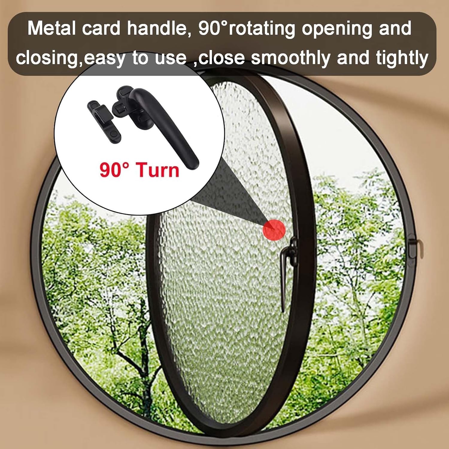 Porthole Window Flush Mount Round Pivot Rotating Window， with Lockable Handle Can 360 Degree Rotation，for Hotel Playhouse(Changhong Glass,60cm/23.6in)