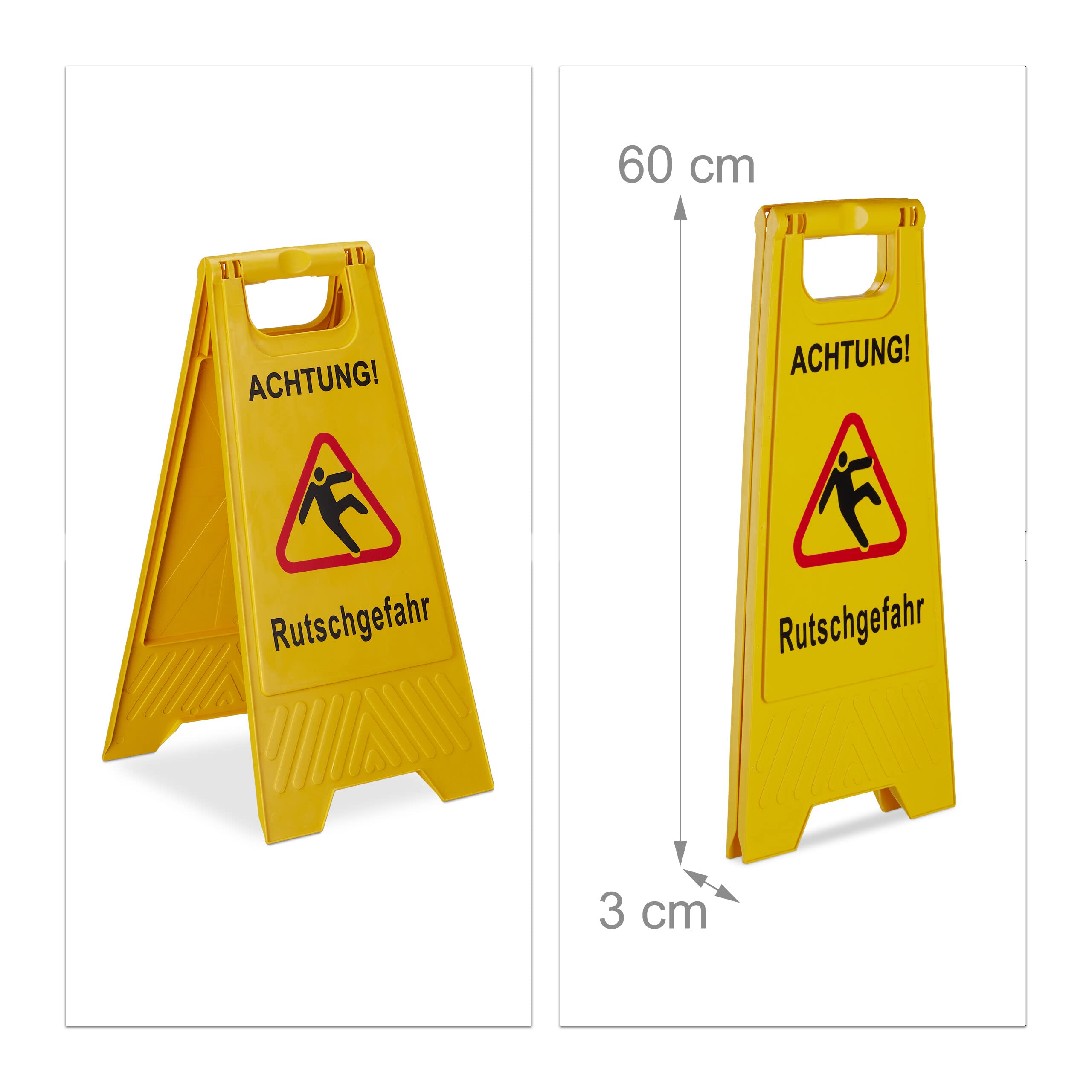 Relaxdays Panneau signalisation, Lot de 2, Pliable, Information sur Deux côtés, Sol Glissant, en Plastique, Jaune