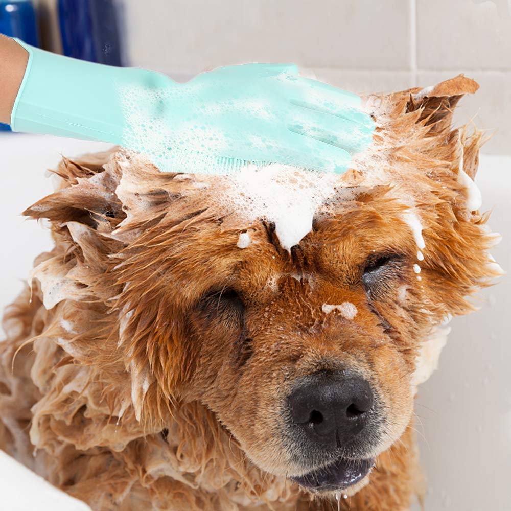 HOTFIX Pet Bathing Gloves, Pet Bath Silicone Soft Gloves Anti-bite Silicone Glove New Grooming Silicon Pet Bathing Gloves, pet Hair Care, Grooming Gloves, Dog Cat Bath Silicone Brush