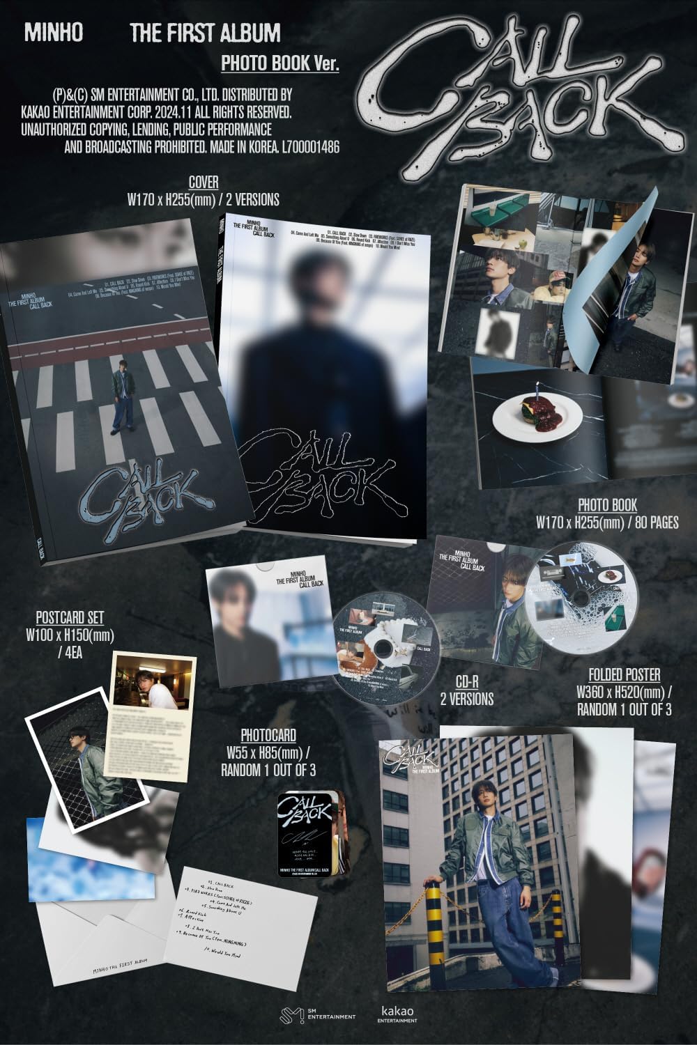 Minho Call Back 1st Album with Tracking Sealed (Full Set(A+B+Flipbook+Digipack+Keyring))