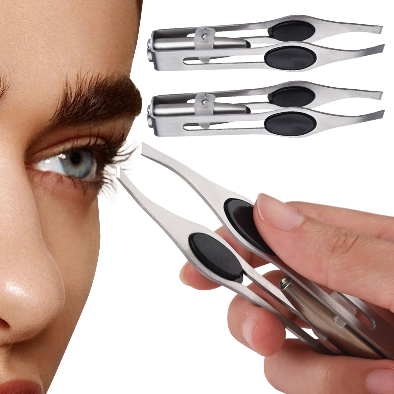 Pinzas para cejas con diseño ergonómico y acero inoxidable ligero para cosmética