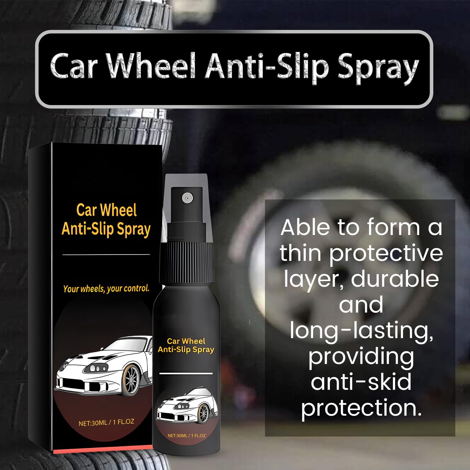 Lot de 3 vaporisateurs antidérapants pour roues de voiture, nettoyeur de roues et de pneus, spray antidérapant pour nettoyage de moyeu de voiture