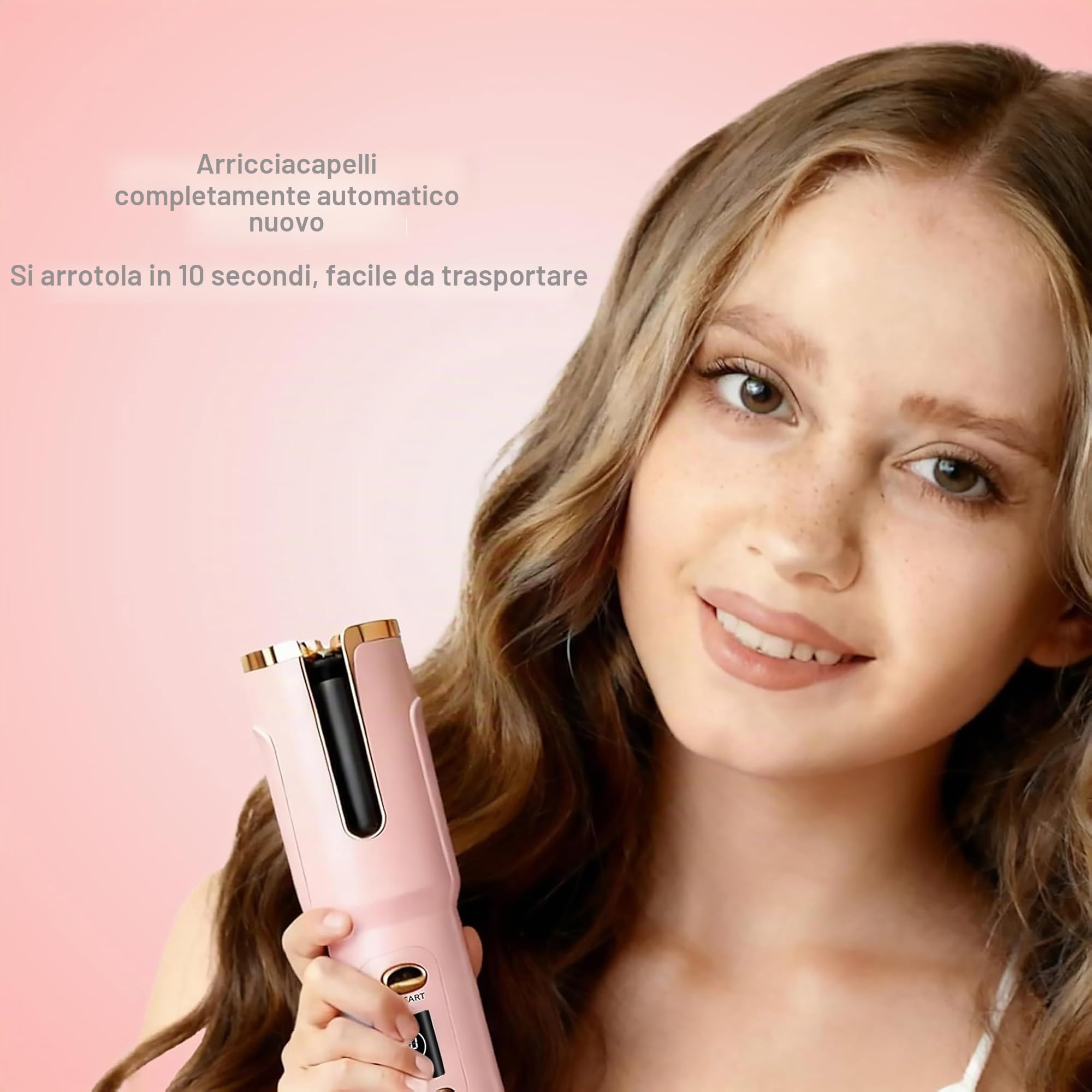 Arricciacapelli Automatico Portatile senza fili, 20MM Ferro Boccoli Ricaricabili, Adatto capelli corti e lunghi, batteria 5200 mAh, 6 Temperature(150-200℃), Antiscottatura per Salone Domestico