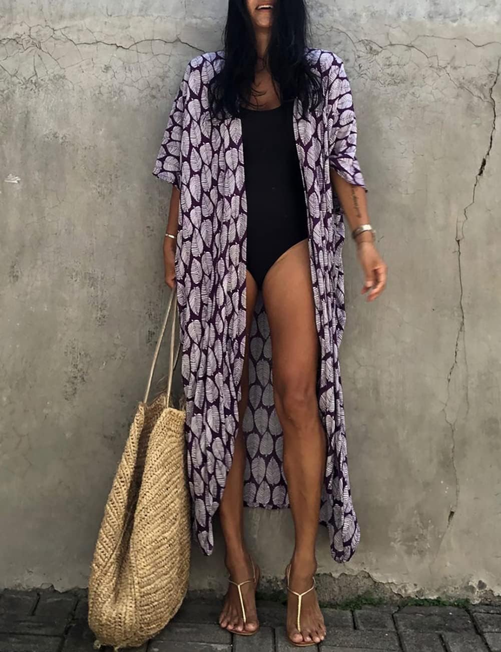 Bsubseach Stylish Tie Dye Open Front Long Kimono Swimsuit Cover Up for Women Swimwear Cover Ups - Image 2