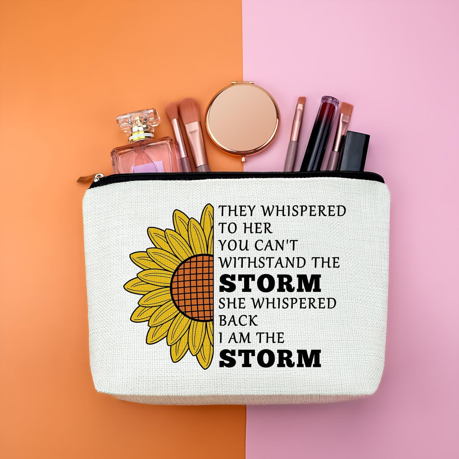 Emotional Support Makeup Bag Inspirational Gift for Women Mental Health Affirmation Friendship Positive Quotes Gift for Friend Sister Coworker Mothers Day Birthday Gifts Cosmetic Bag with Zipper - Image 4
