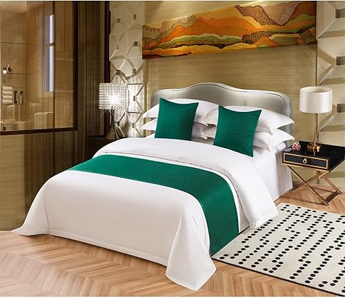 Vista 8 de Bufanda de cama sólida para hotel, hostal, resorts, dormitorio (naranja, 94.5 x 18.9 in para cama de 5.9 ft)