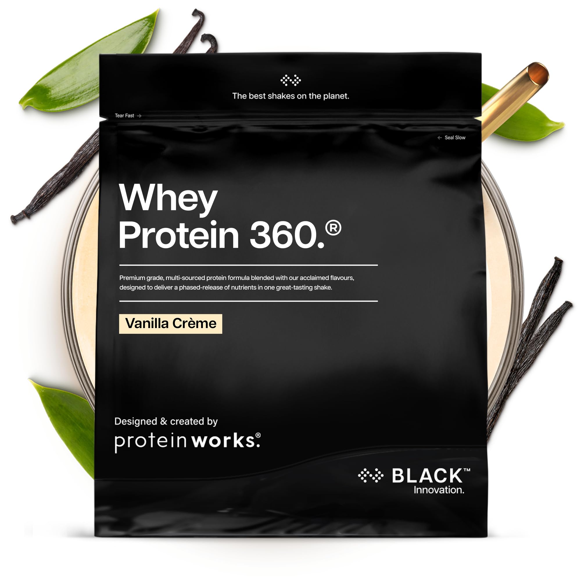 Protein Vanilla Crème Whey Protein 360 Black 600G Best Value Protein Powder Ultra High Protein Shake Complete Amino Acid Profile