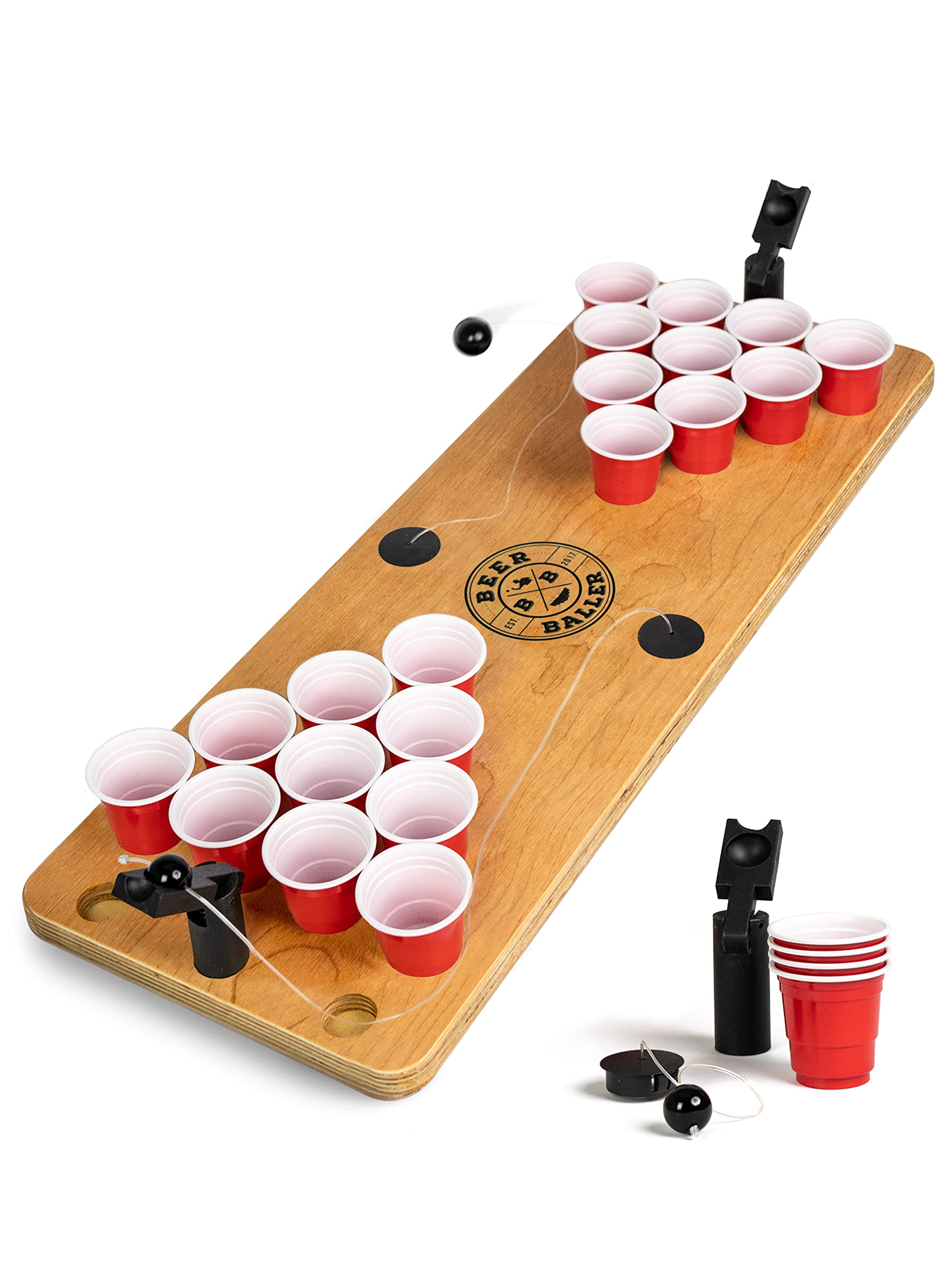 BeerBaller® Shot Pong - Bierpong als Shot Version | TRINKSPIEL NEUHEIT 2022 | Inkl Ersatzteile | 24 Shot Beer Pong Becher | Party Gadgets | Trinkspiele für Erwachsene | Saufspiele Partyspiele ab 18