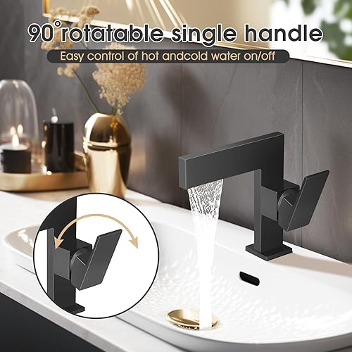 Miniatura 4 de Grifo de lavabo de baño negro, diseño ultrafino, grifo de tocador de una sola manija para fregadero de baño, grifos de lavabo de 1 orificio, latón