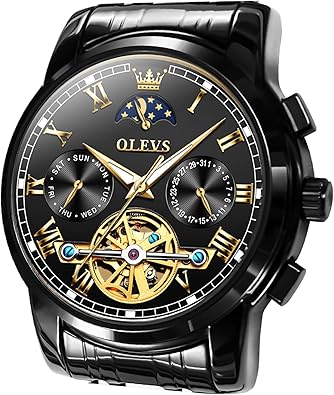 OLEVS Automatic Mechanical Watches for Men Self Winding Waterproof Stainless Steel Men's Wrist Watches Luxury Expensive Watch, Adjustable Bracelet (Gift Tool)