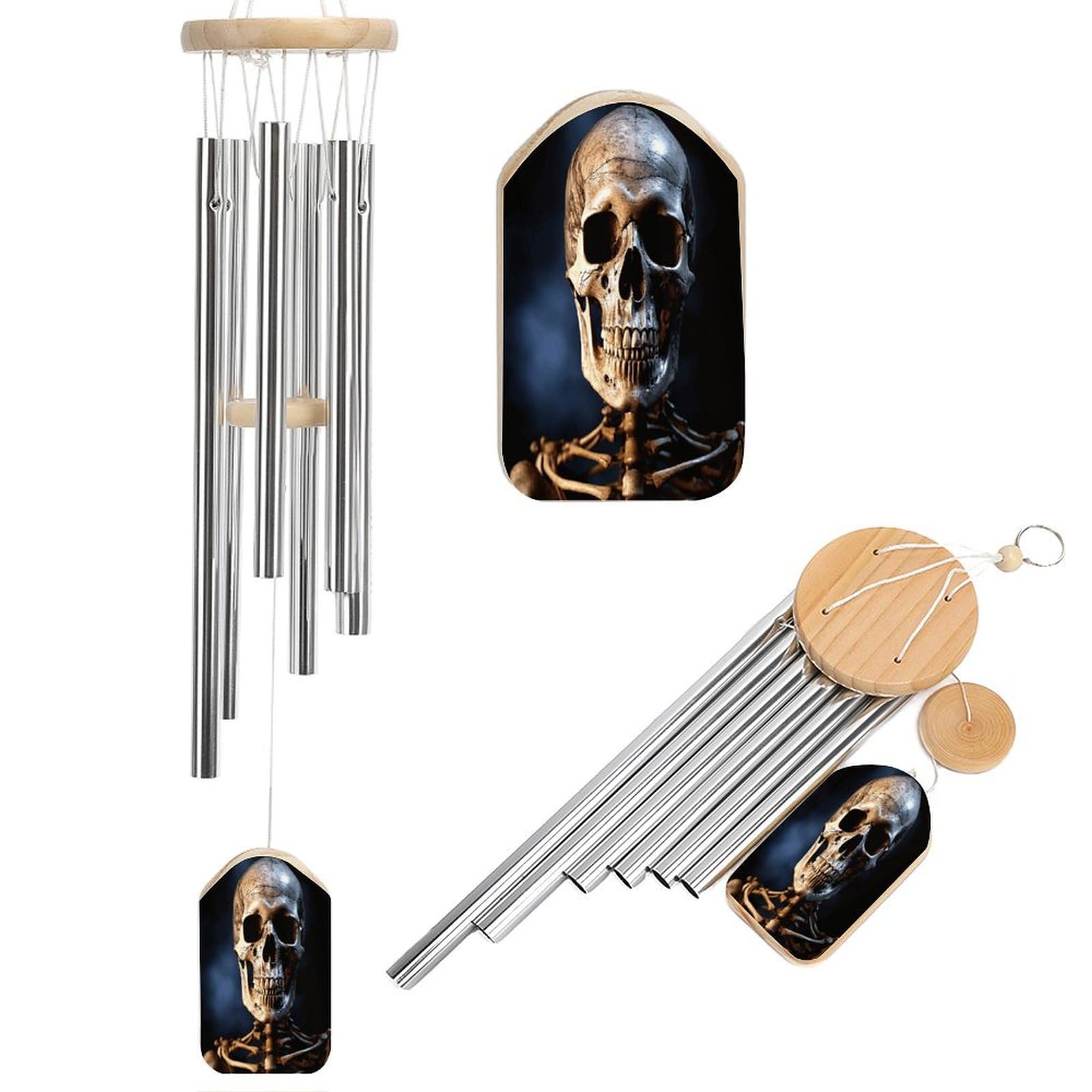 Adfgyerh Style Skeleton Wind Chimes For Outside, Memorial Windchimes Deep Tone Soothing Melodic Tones, Sympathy Wind Chimes For Patio Home Or Garden Decor