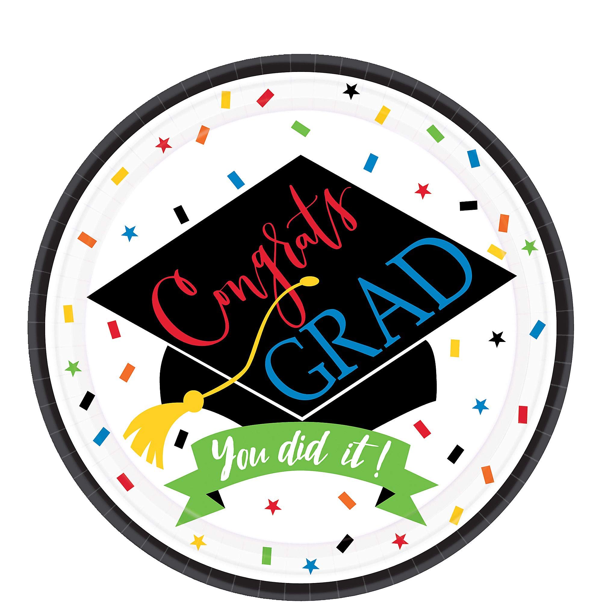 Amscan Congrats Grad Paper Dessert Plates - 60 Count, Colorful Graduation Party Supplies - View #11