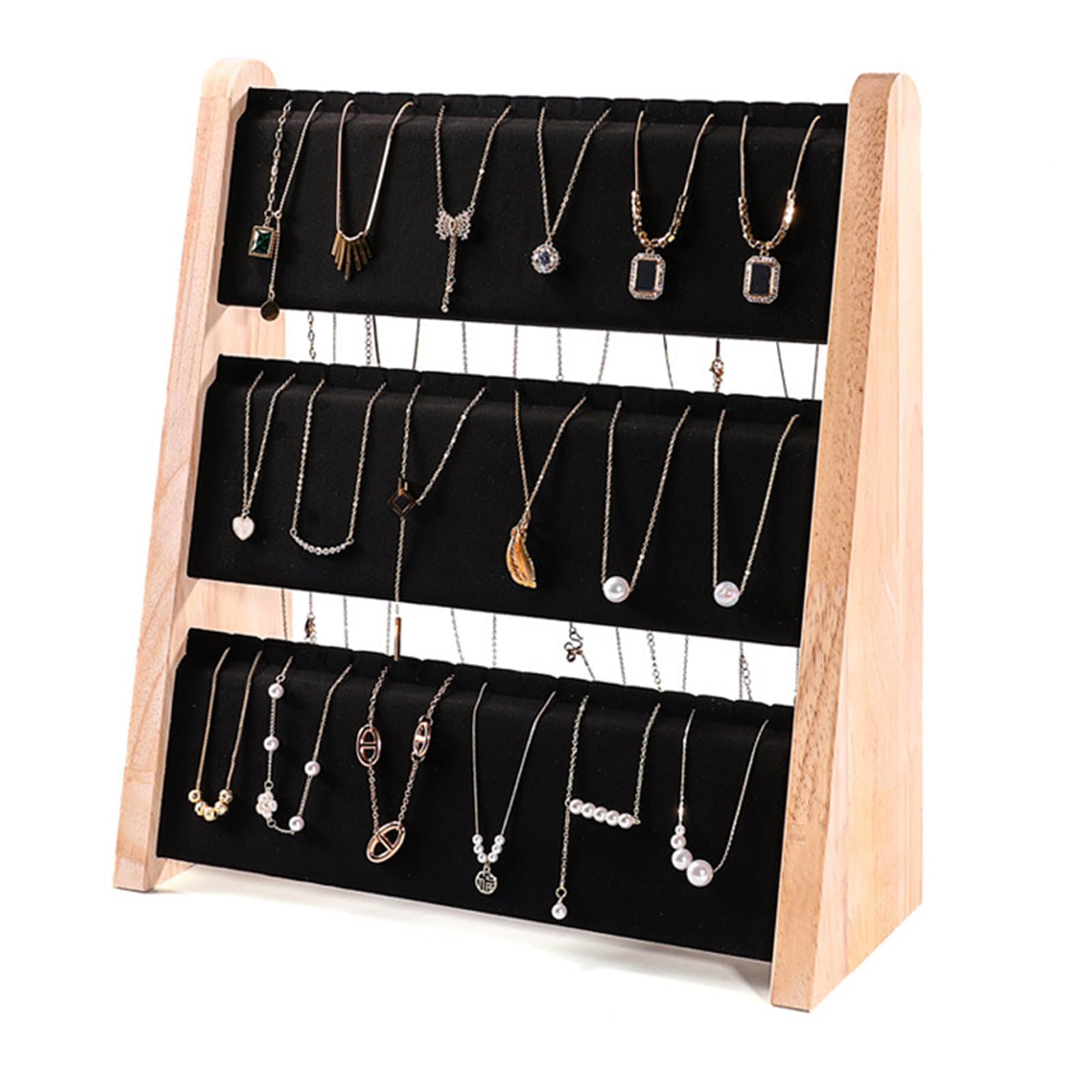 ZWWAAZHF Necklace Arrangement Shelves Delicate Wood Jewelry Display Stand Practical Jewelry Pendant Storage Holder Rack Necklace Display