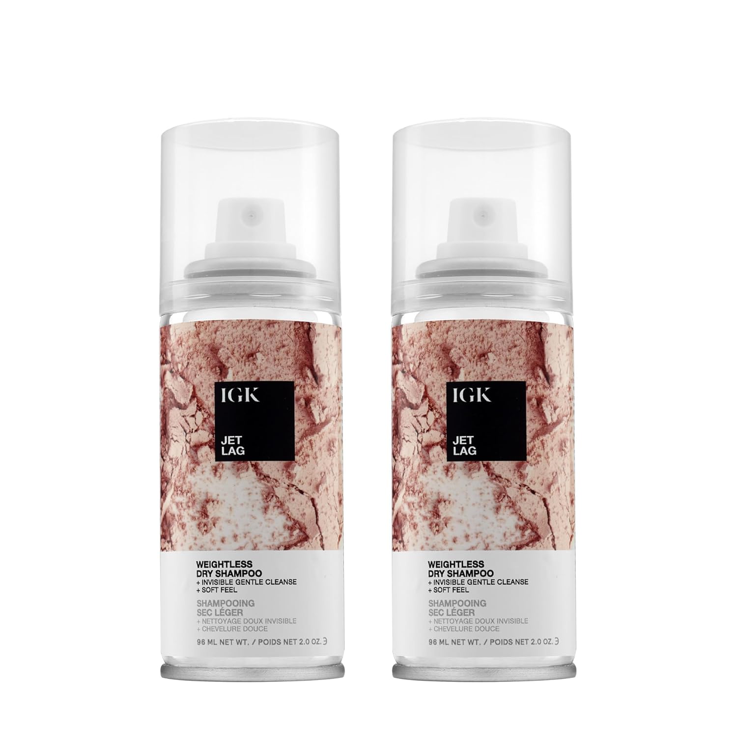 IGK Jet Lag Invisible Dry Shampoo Travel Size 2 pack – Weightless, Buildable Formula with Volcanic Ash for Lightweight Cleansing and Oil Removal – Suitable for All Hair Types