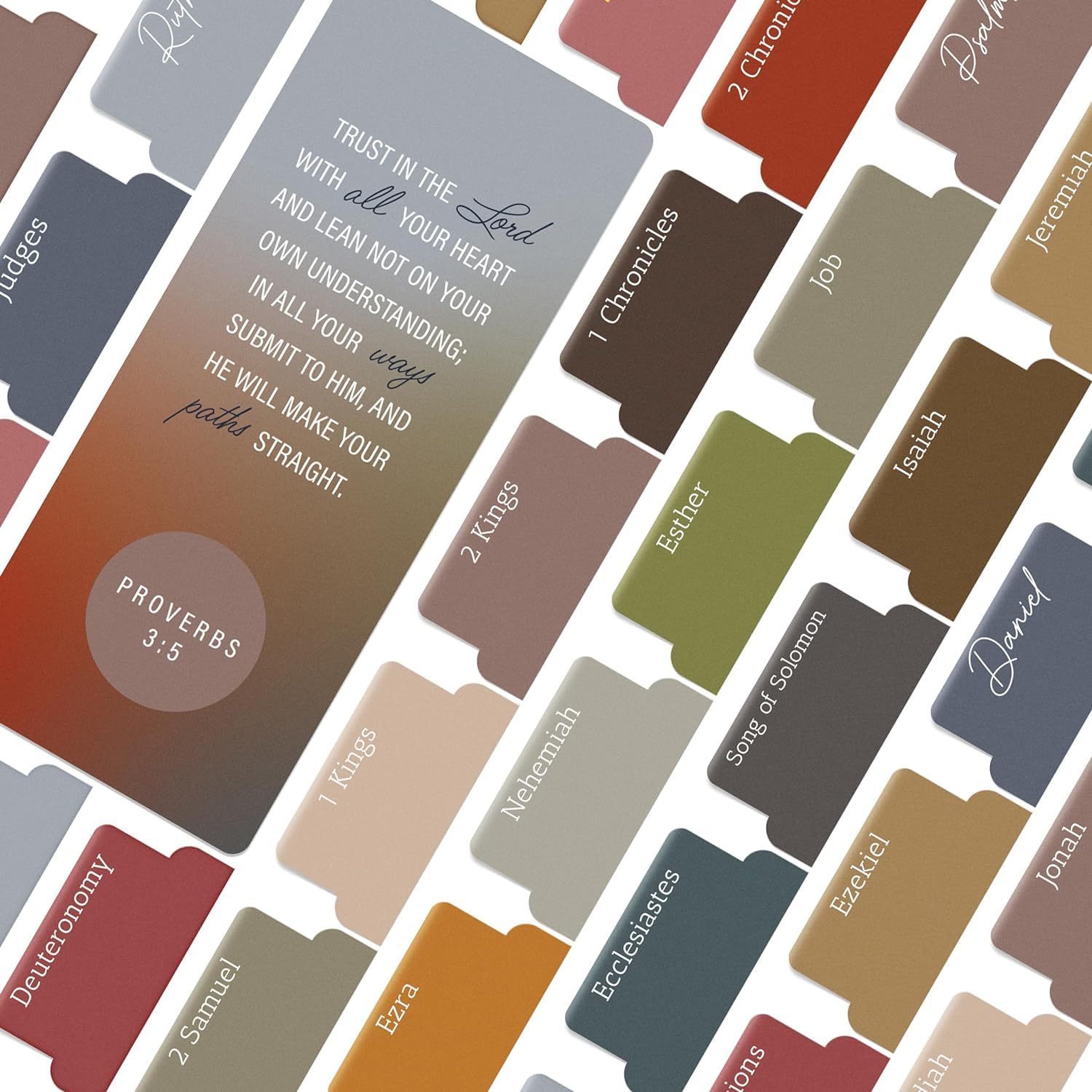 Brown Bible Book Tabs – 100 Soft-Touch, Laminated Bible Tabs for Holy Bible – Durable Tabs for Bible – Protestant & Catholic Bible Tabs Large Print –