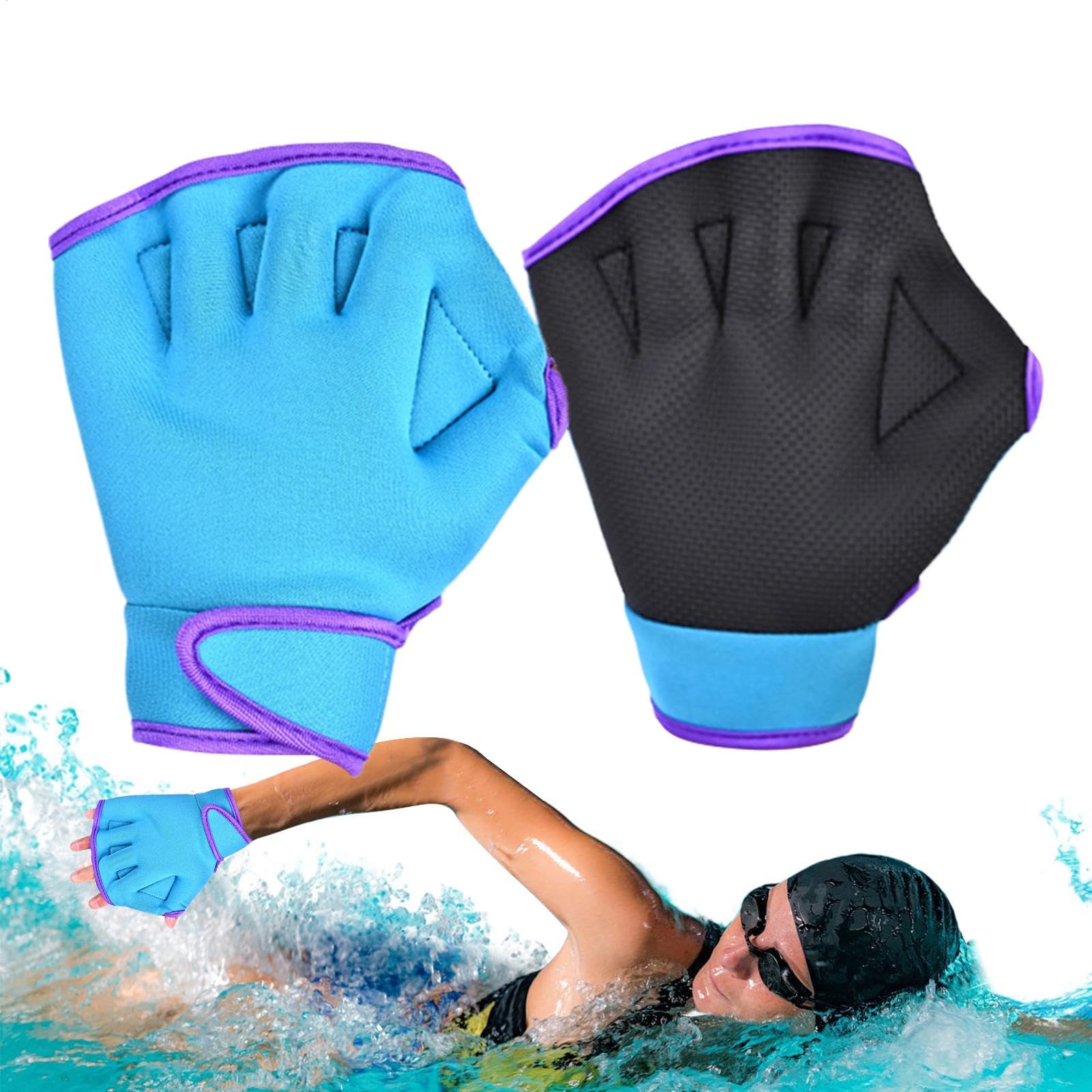 Webbed Gloves for Swimming,Webbed Gloves Aquatic Mittens - Swim Training Water Diving Gear, Rubber Mittens No Fading for Men Women Children