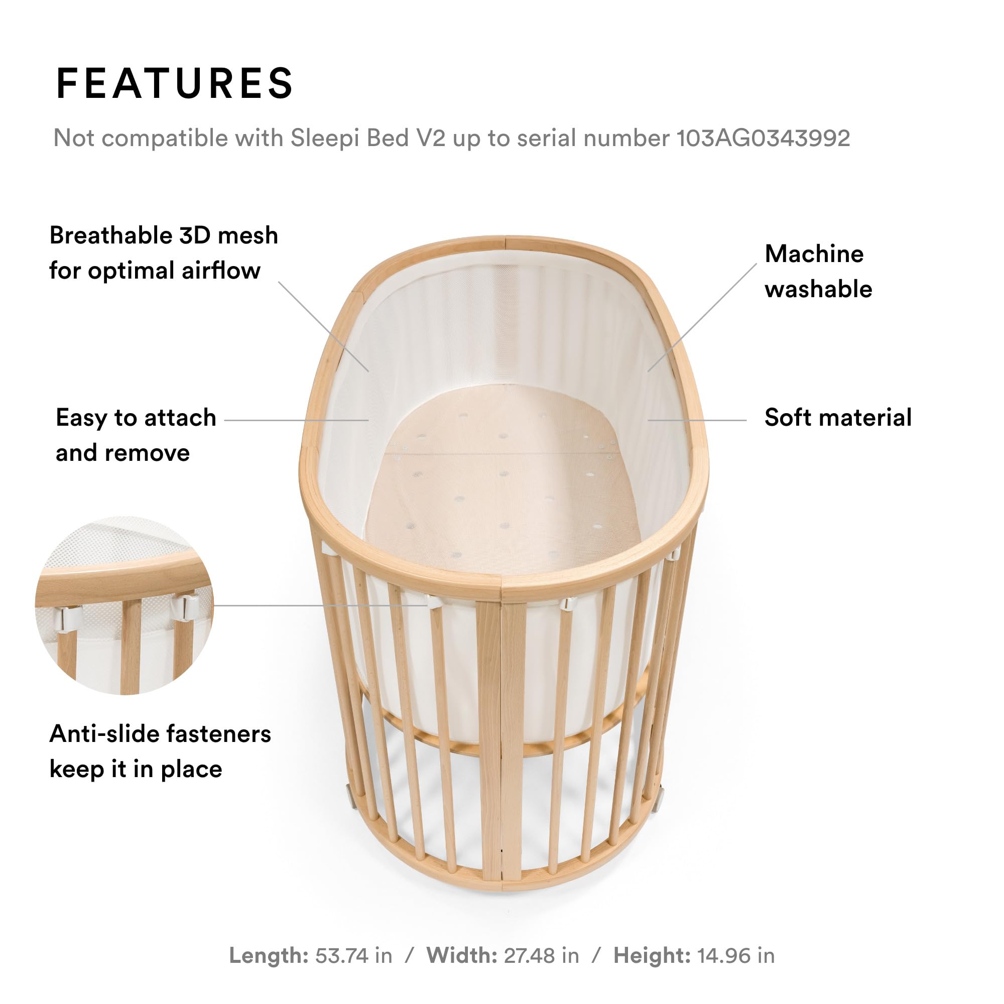 Stokke Sleepi Bed Cot Bumper V3, White, Breathable 3D Mesh Fabric for Safe Sleep, Compatible Sleepi Bed, Machine Washable Home & Kitchen