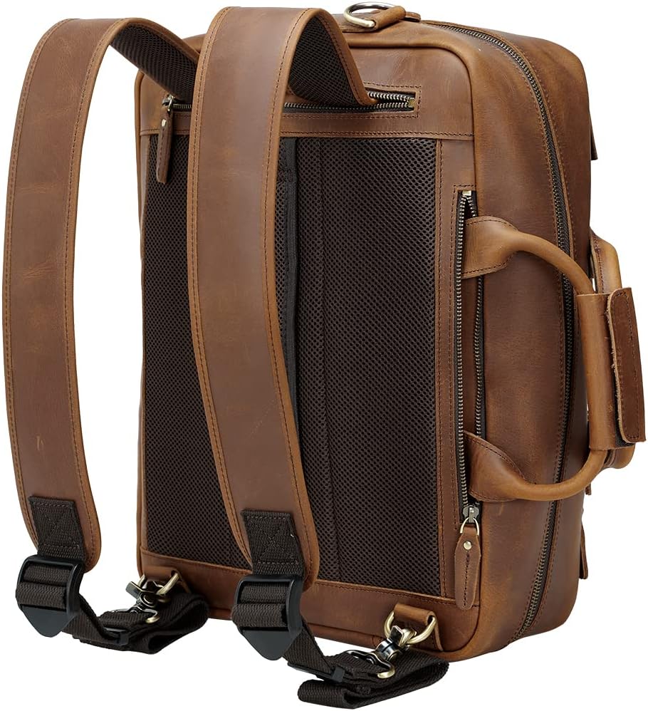 Free Shipping Over $50 TIDING Men's Leather 17.3 Inch Laptop Backpack Convertible Briefcase Messenger Bag - Brown Amazon Crazy 🔥 Deals TIDING Men's Leather 17.3 Inch Laptop Backpack Convertible Briefcase Messenger Bag - Brown