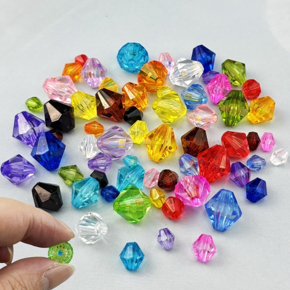 1000pcs 6mm Acrylic Bicone Beads Faceted Acrylic Crystal Spacer Beads for Bracelet Necklace Earring Keychain Jewelry Making Crafts(Sapphire Blue) - Image 4
