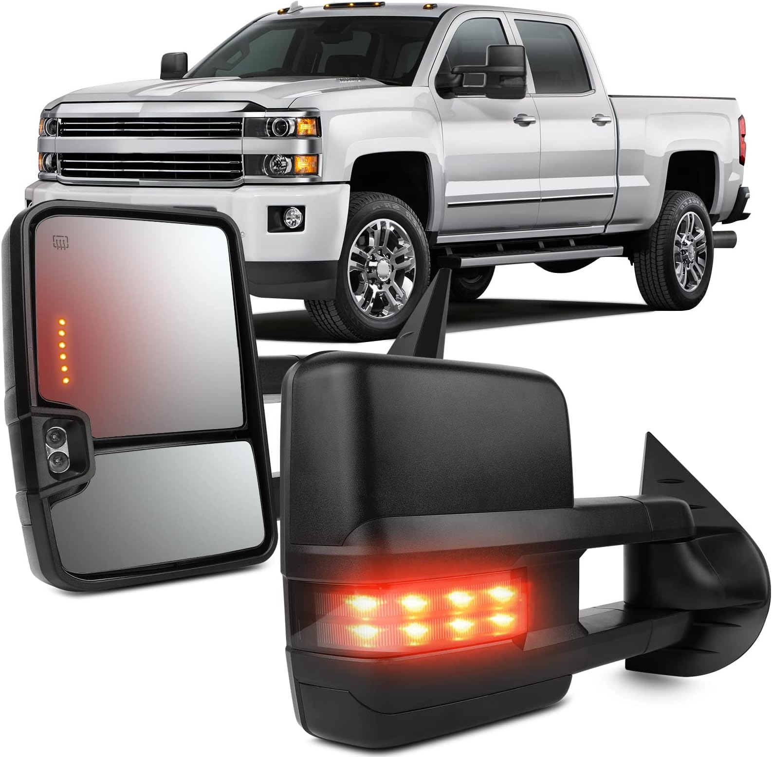 2007-2013 For Chevy/GMC Tow Mirrors Power Heated LED Turn Signal