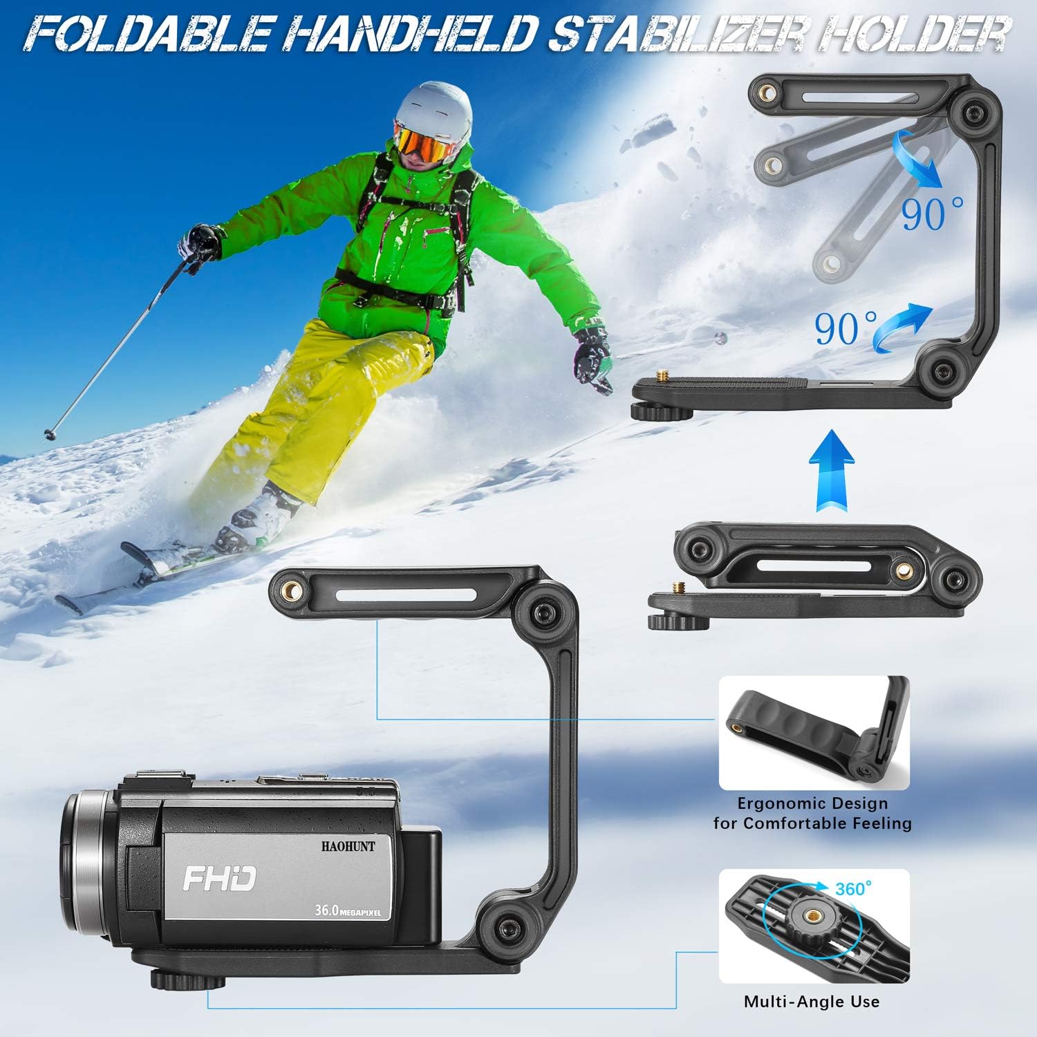 Greatest Product HAOHUNT Camcorder Video Vlogging HD Camera 36MP 1080P Digital Recorder, 3 Inch Touch Screen Camcorder with Rechargeable External Microphone, Remote Control, Stabilizer, 2 Batteries