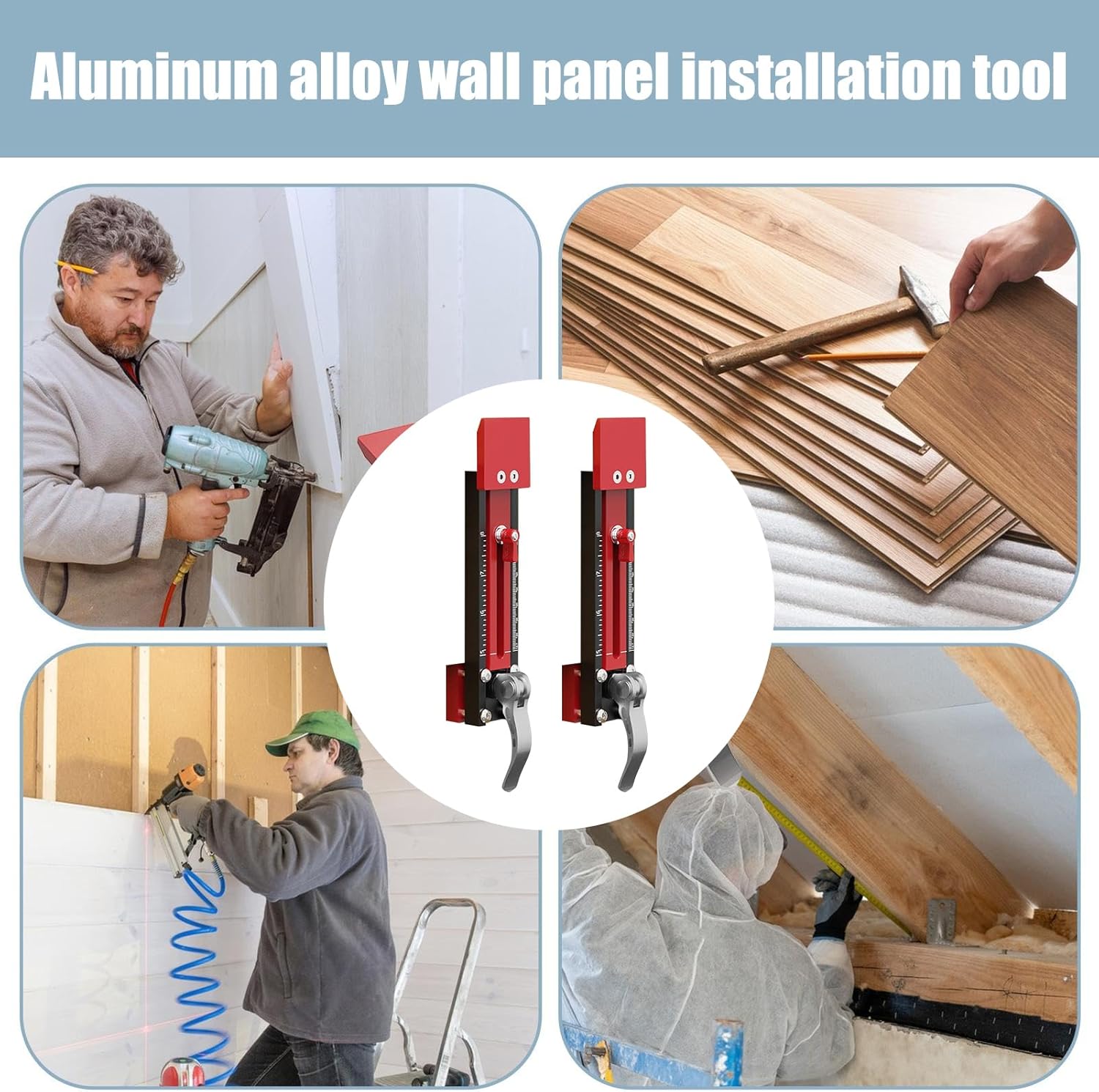 Professional Siding Mounting Tool, Durable 2 Pieces Metal Siding Installation Kit Gauge, Angle Measuring Lap Mounting Ruler Multi-Functional Tool, Beginners, Workers, Adults, Handymen