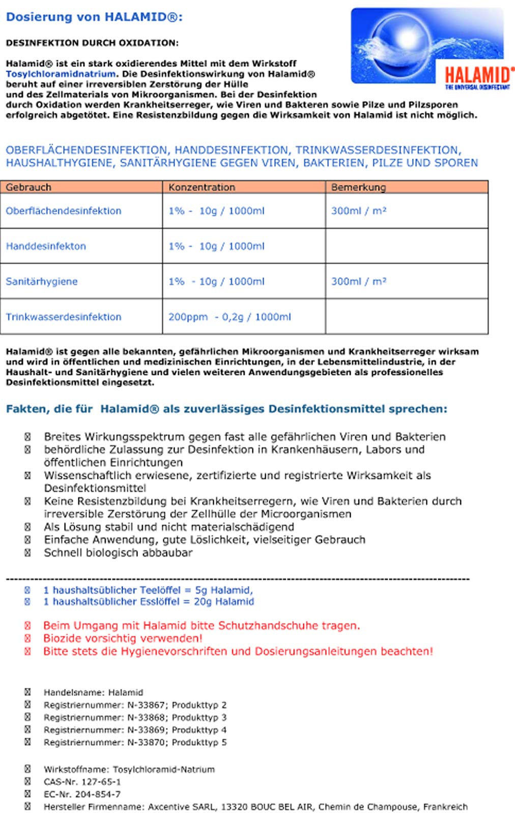 Axcentive Chloramin-T Original Desinfektionsmittel 1kg Dose