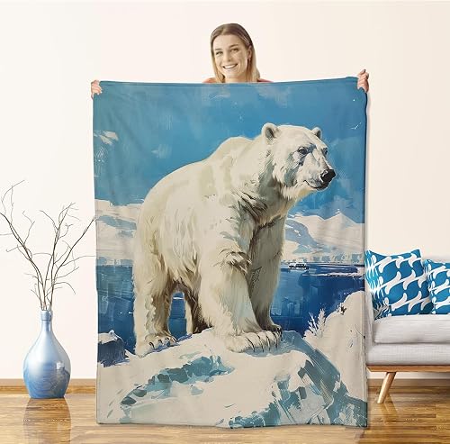Manta de oso polar para adultos y niños, manta de oso polar de franela para rega