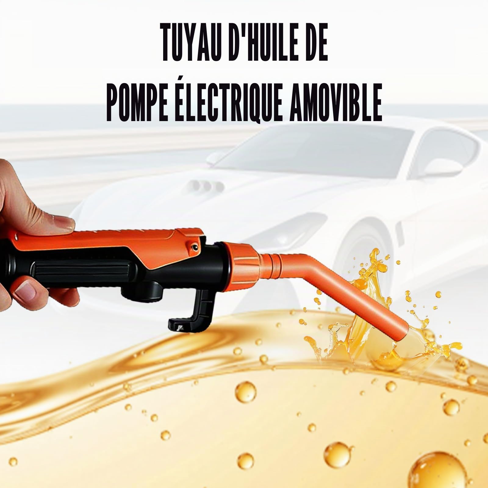 Pompe de transfert de liquide à piles 2,4 GPM : pompe de transfert électrique amovible, pompe à bidon électrique à gaz pour eau, huile légère et diesel dans le garage et le jardin (orange)
