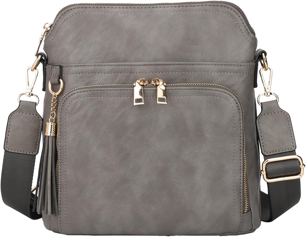 Women's Handbag Black PU Leather Ruched Crossbody Bag