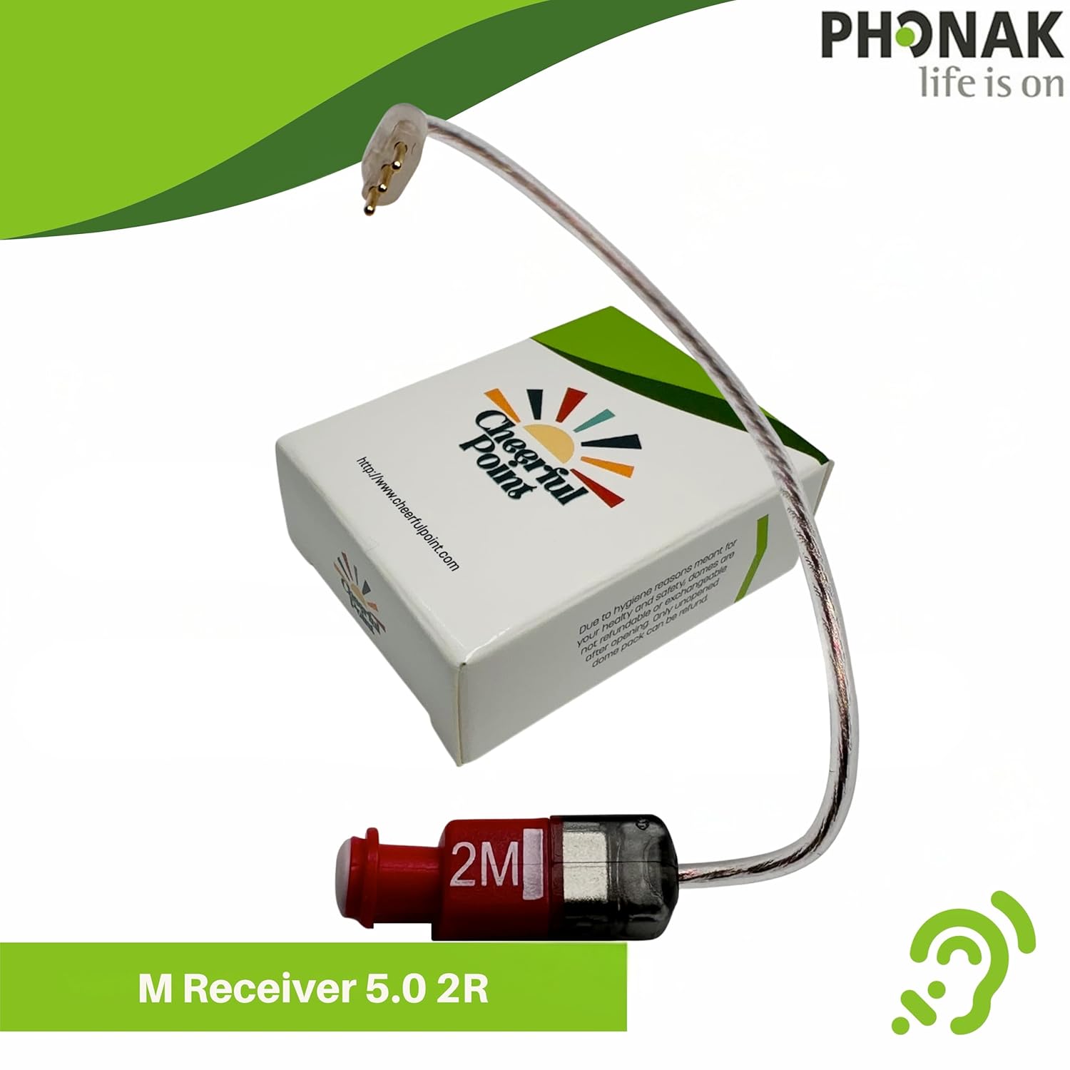 Phonak 5.0 Receiver – M Size – Level 2 – Right Ear (R) – (054-1215) – Compatible with Lumity, Paradise, Marvel RIC Hearing Aids – Original Phonak Replacement