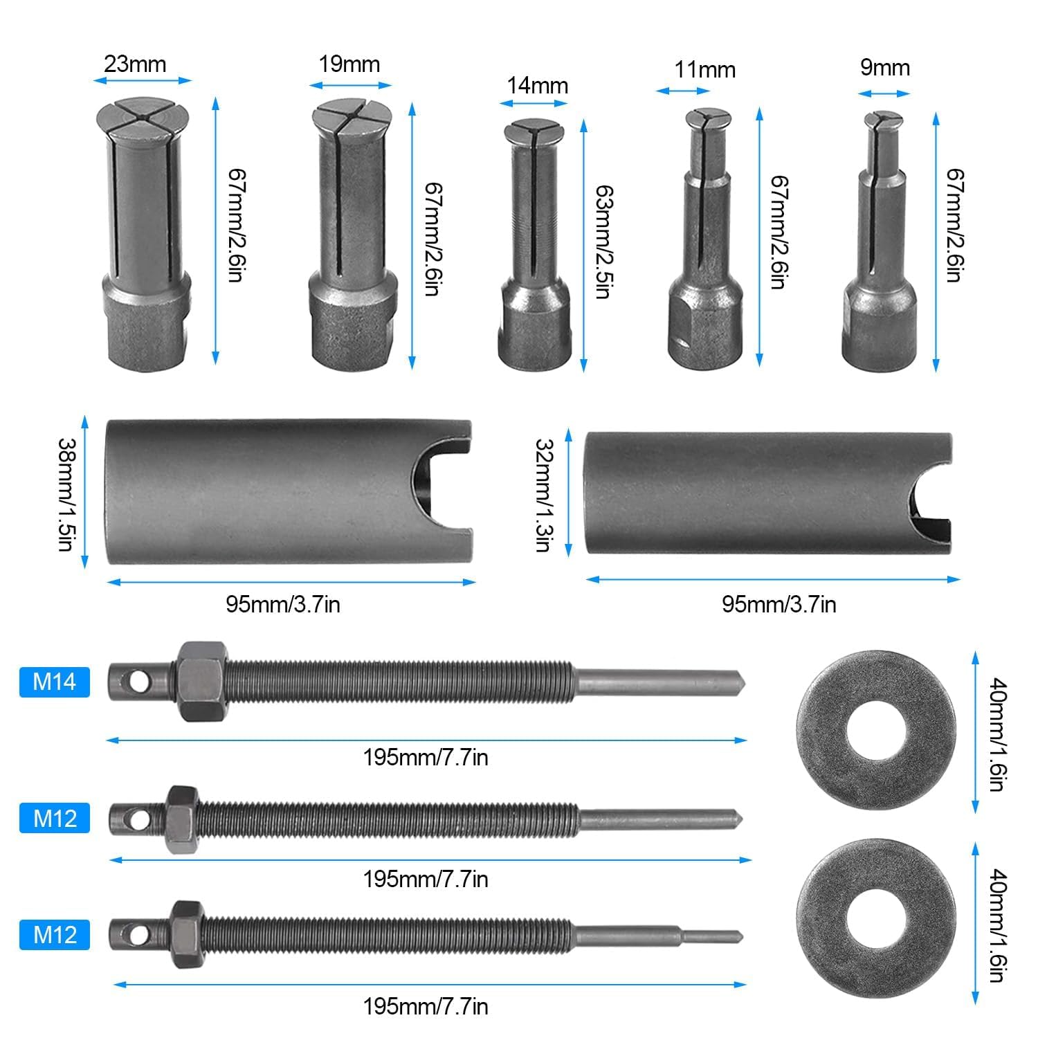QZQUFJ Set da 8 Pezzi Estrattore Cuscinetti, Estrattore Cuscinetti Interni, Kit Estrattore per Cuscinetti Interni per Moto, per la Rimozione di Estrattori per Cuscinetti Interni