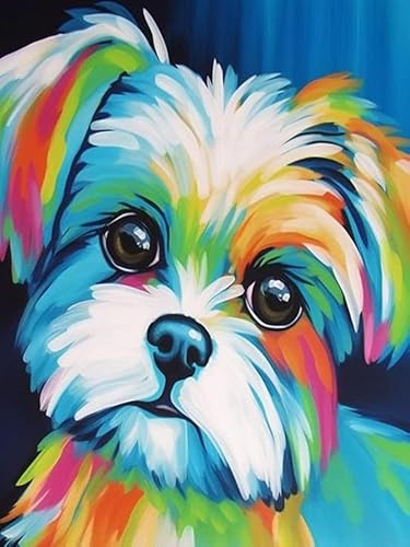 VAIIEYO Pintura acrílica por números para adultos, perros, animales, kit de pintura al óleo de bricolaje, lienzo, cuadros de dibujo con pinceles