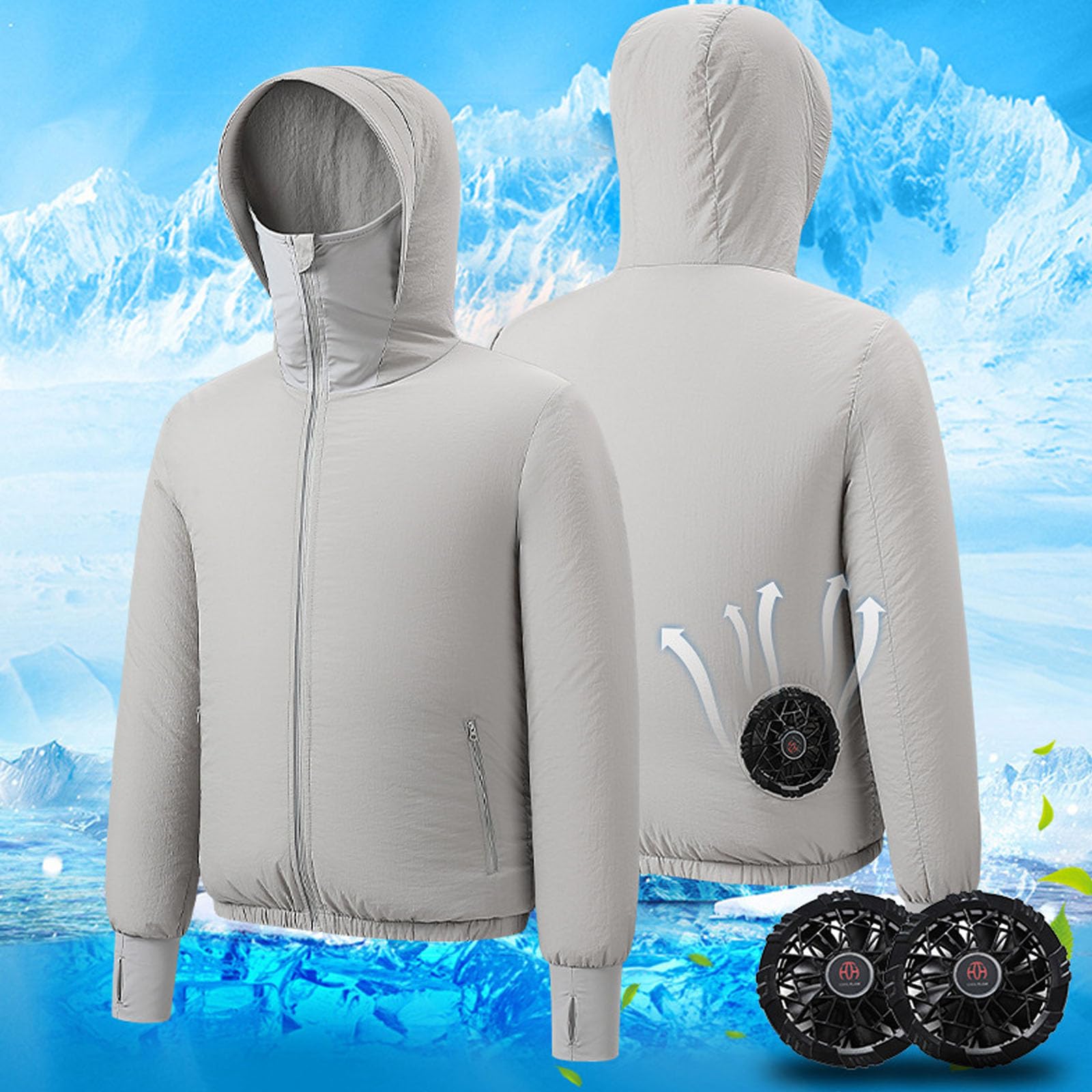 Giacche di raffreddamento ad aria, giacche di raffreddamento con ventilatore, protezioni solari con cappuccio, unisex, per adulti, abbigliamento da allenamento per sport, lavoro, protezioni solari con