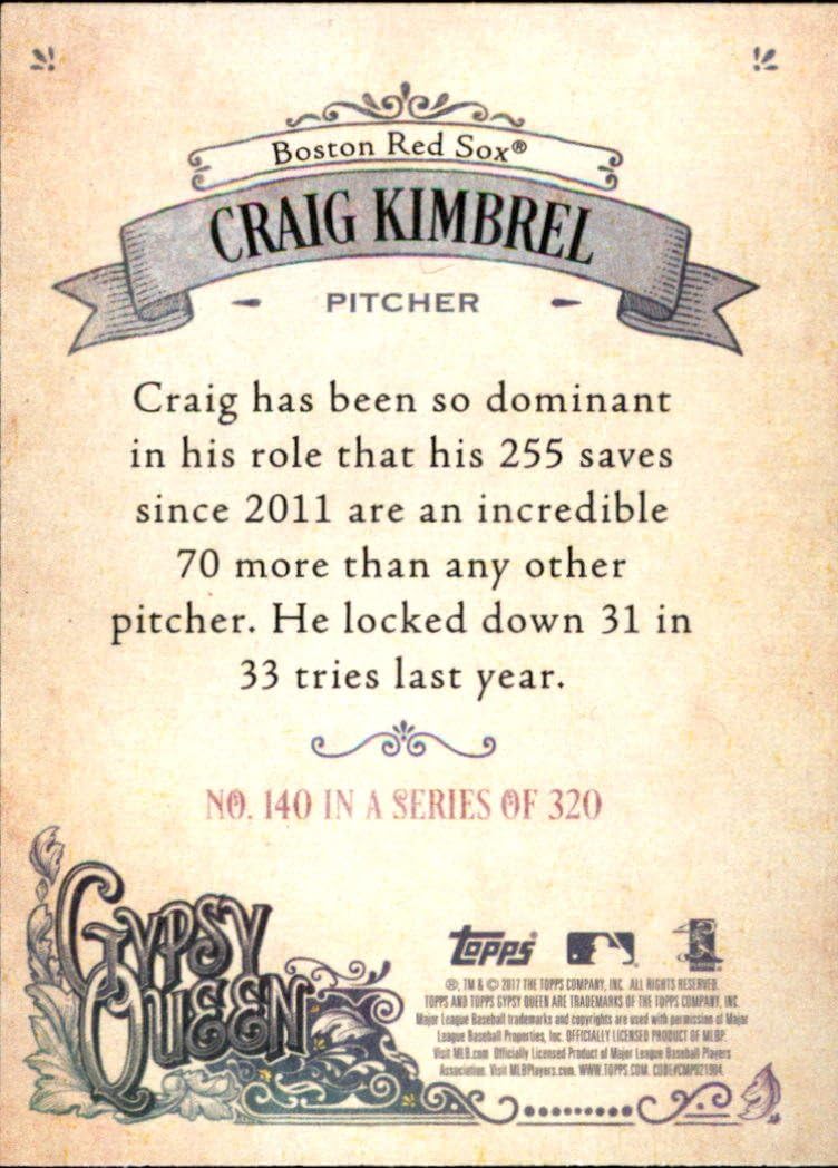 2017 Topps Gypsy Queen #140 Craig Kimbrel Boston Red Sox Baseball Card