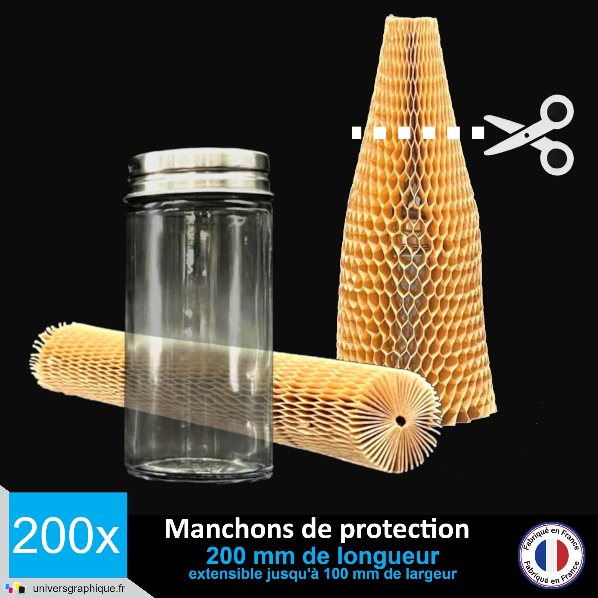 Manchon de Papier Alvéolé 200 mm x 23 mm 1 cm Épaisseur pour Emballage Protection Calage Expédition Bouteille Flacon Bocaux Lot 200