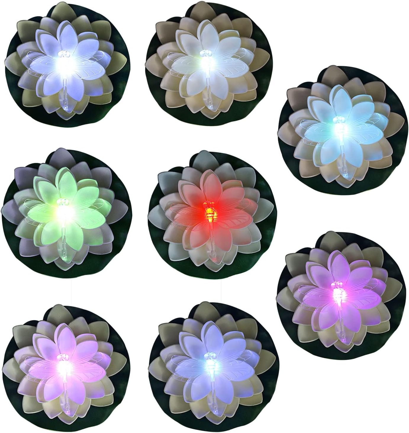 LACGO Battery Operated Mixed Colors Waterproof Floating LED Lotus Light, Lily Flower with Color-Changing LED Light, Flower Night for Pool Garden Fish Tank Party Decor(Multi-Colored, Pack of 6)
