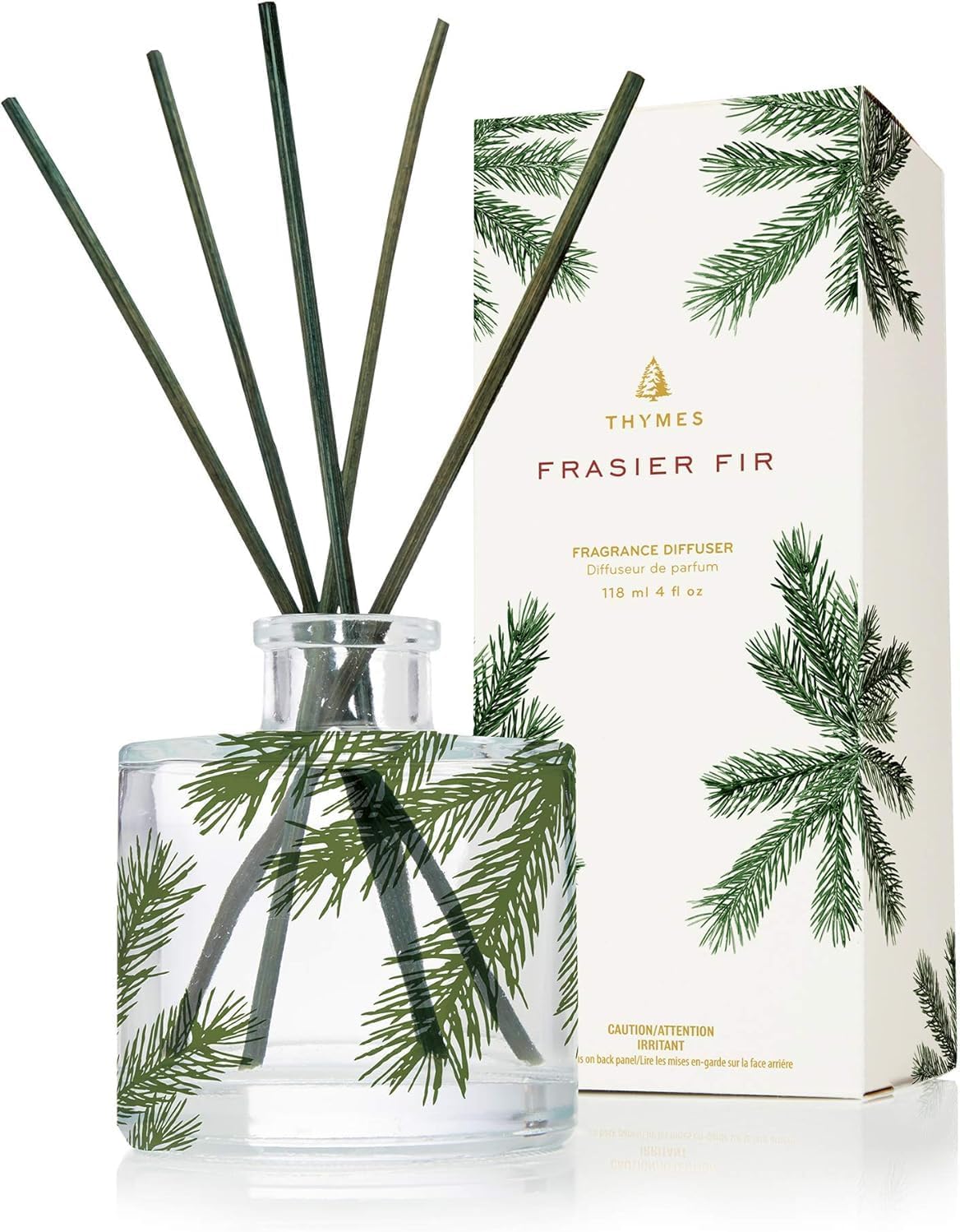 - Thymes Frasier Fir Reed Diffuser Set โ Includes Reeds, Fragrance Oil, and Frosted Glass Bottle โ Fragrance Oil Diffuser โ Room Fresheners โ Luxury Home Decor โ Green & Clear (Pine Needle, 4 fl oz)