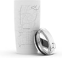 Vista 55 de Well Told Vaso de café aislado con mapa de Washington DC grabado, taza de acero inoxidable grabada (20 onzas, blanco) con aislamiento de mapa