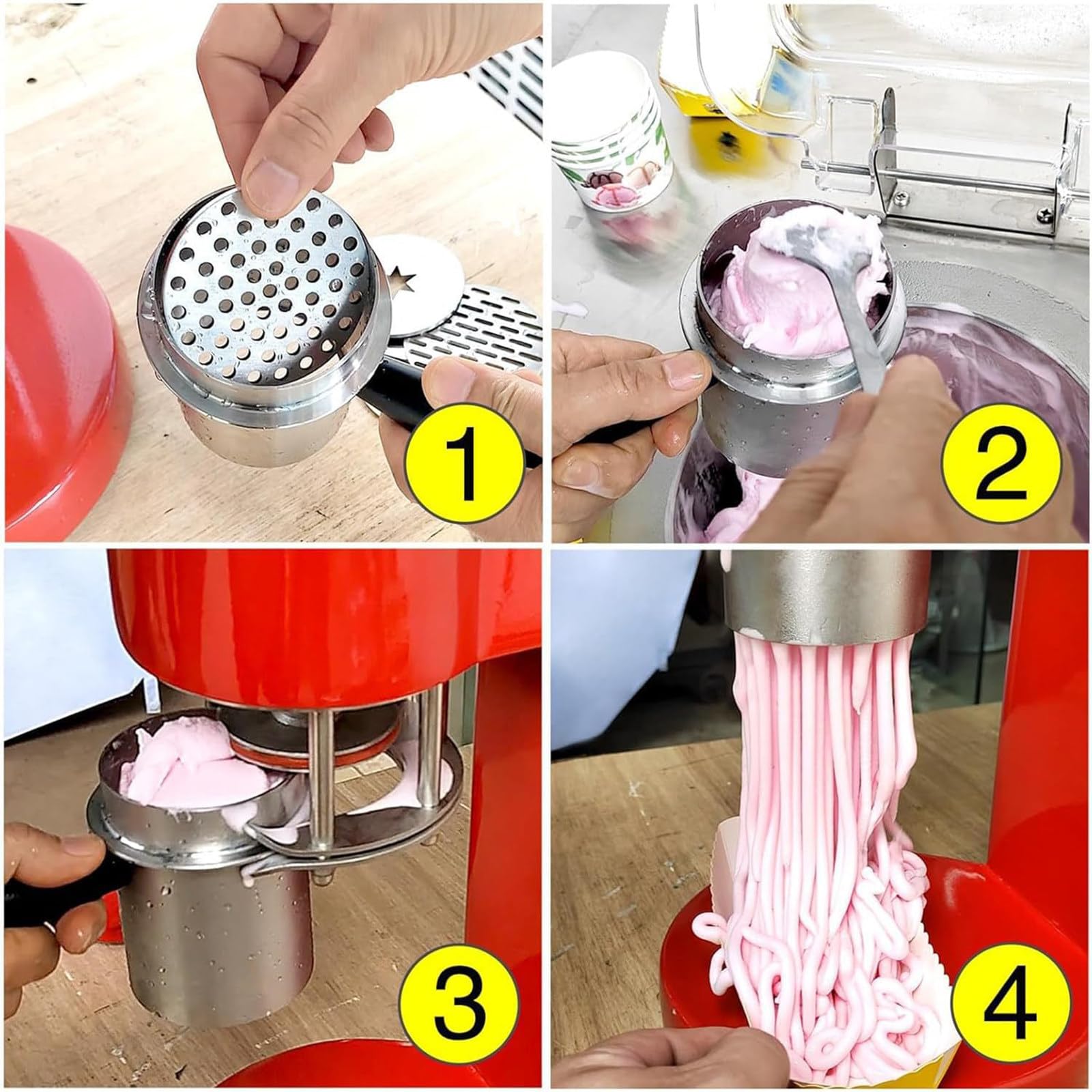 Máquina eléctrica para Hacer Helados con 4 moldes Intercambiables para Tiendas, Color Amarillo.,Yellow