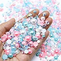 Vista 2 de 60g de perlas mixtas y diamantes de imitación para manualidades, diamantes de imitación de parte trasera plana y perlas para vasos, uñas, arte