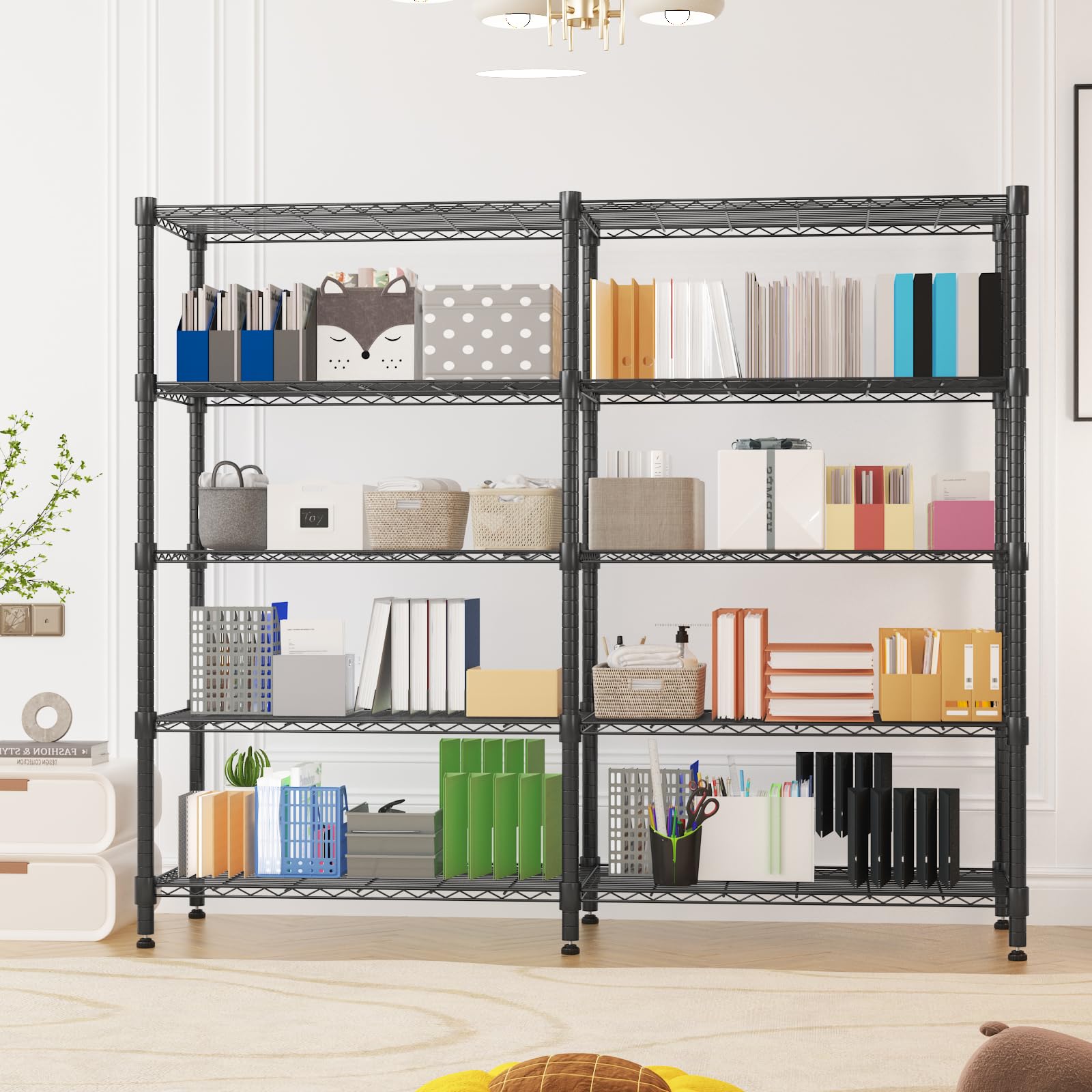 Himimi 5-stopniowy regał magazynowy do dużych obciążeń, regał garażowy, z regulacją wysokości, regał druciany, metalowy regał do przechowywania, regał do przechowywania, regał kuchenny, 180 szer. x 45