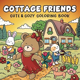 Cottage Friends: Cute & Cozy Coloring Book for Adults, Teens, and Kids, Featuring Adorable Animal Characters | Easy and Simple Designs (Cute and Cozy Coloring Books)