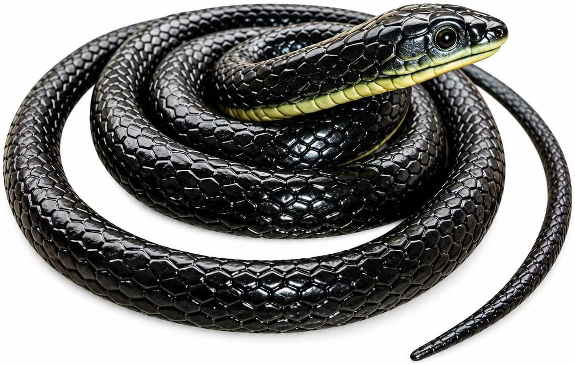 Salvus APP SOLUTIONS Rubber Snake Toy, Realistic Prank Snake for Kids and Adults, Soft Rubber Halloween Party Prop and Garden Decoration, Black, 28 Inch