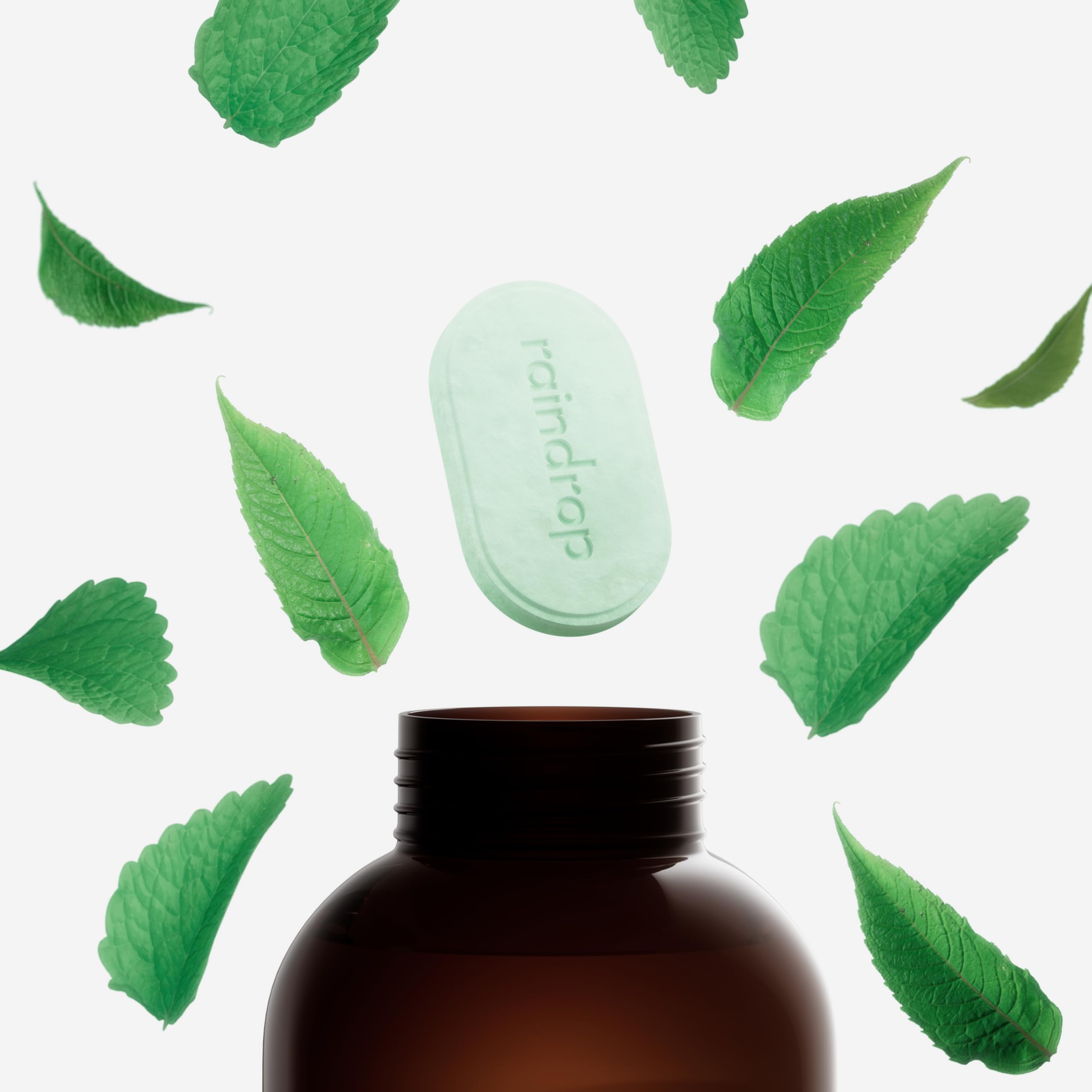 Raindrop Sustainable 4x Eco-friendly Hand Wash Refill Tablets, 1 Tablet = 1 Bottle of Soap 300 ml, Mint &White Tea