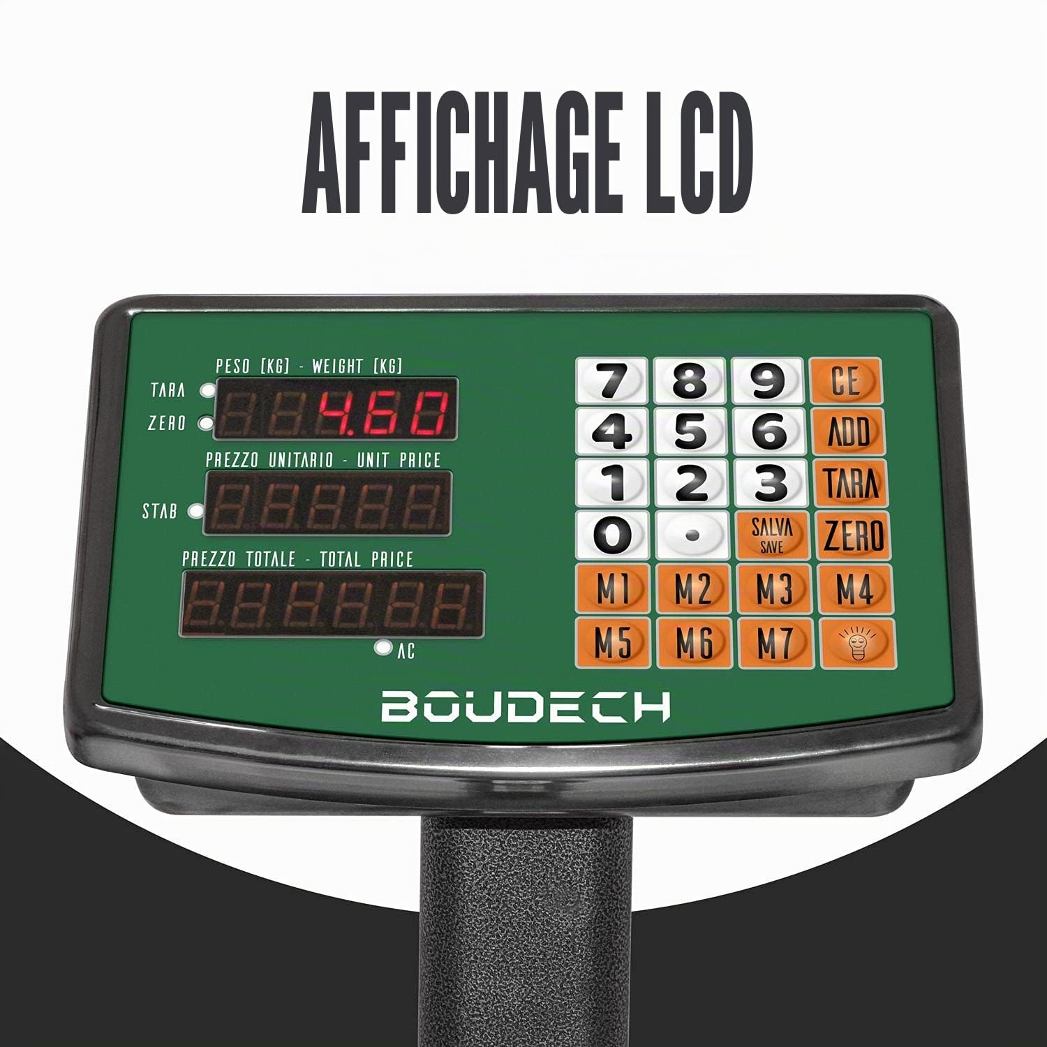 BOUDECH Balance Électronique Plate-forme de 300 kg à Affichage Numérique LCD Industriel Rétro-éclairé