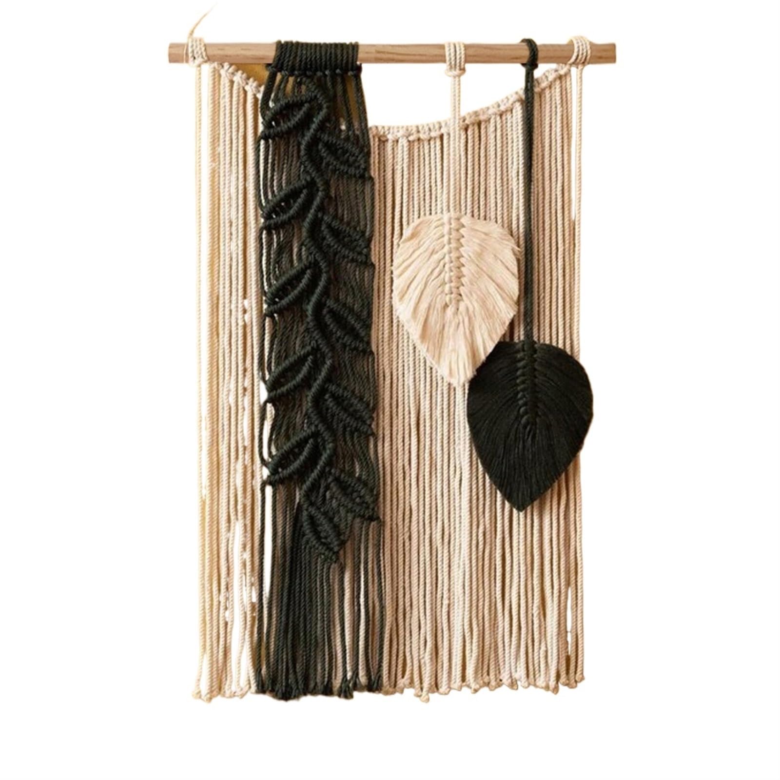 FonHNDG Makramee Wandbehang Wandteppich Wanddekoration Gewebte Wohndekoration Handarbeit Wohnzimmer Wohnung Wohnheim Wandteppiche Für die Dekoration von Wänden(Black)