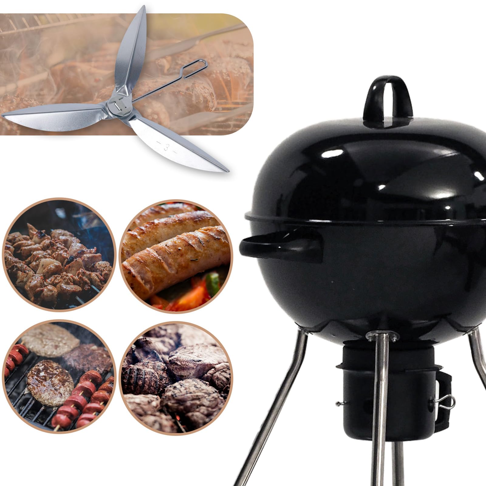 NQEUEPN 22-1/2 Pollici Kit Sistema di Pulizia One-Touch per Weber, 7444 Parti di Ricambio per Griglia Resistente al Calore Parti di Ricambio per Griglia Bollitore per Weber Griglia a Carbone