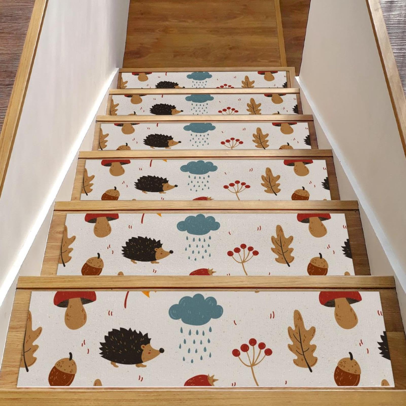 Alfombras para escaleras con base adherente lavable de tejido texturizado gris